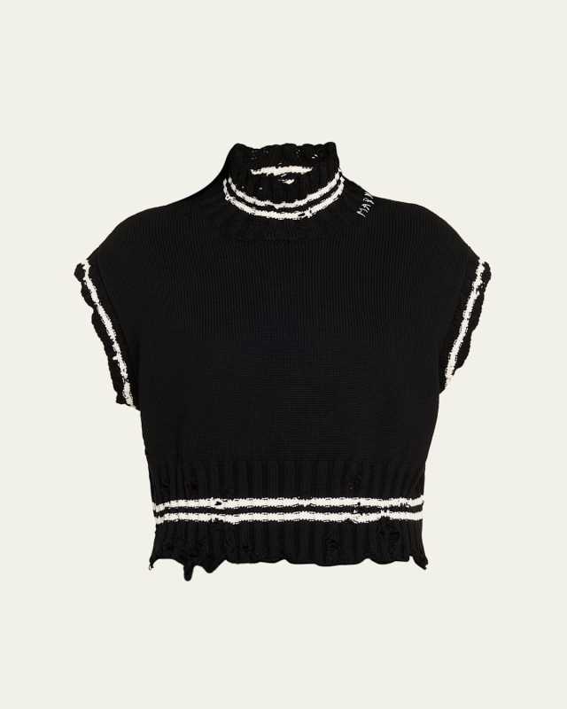 Turtleneck Sleeveless Boxy Sweater